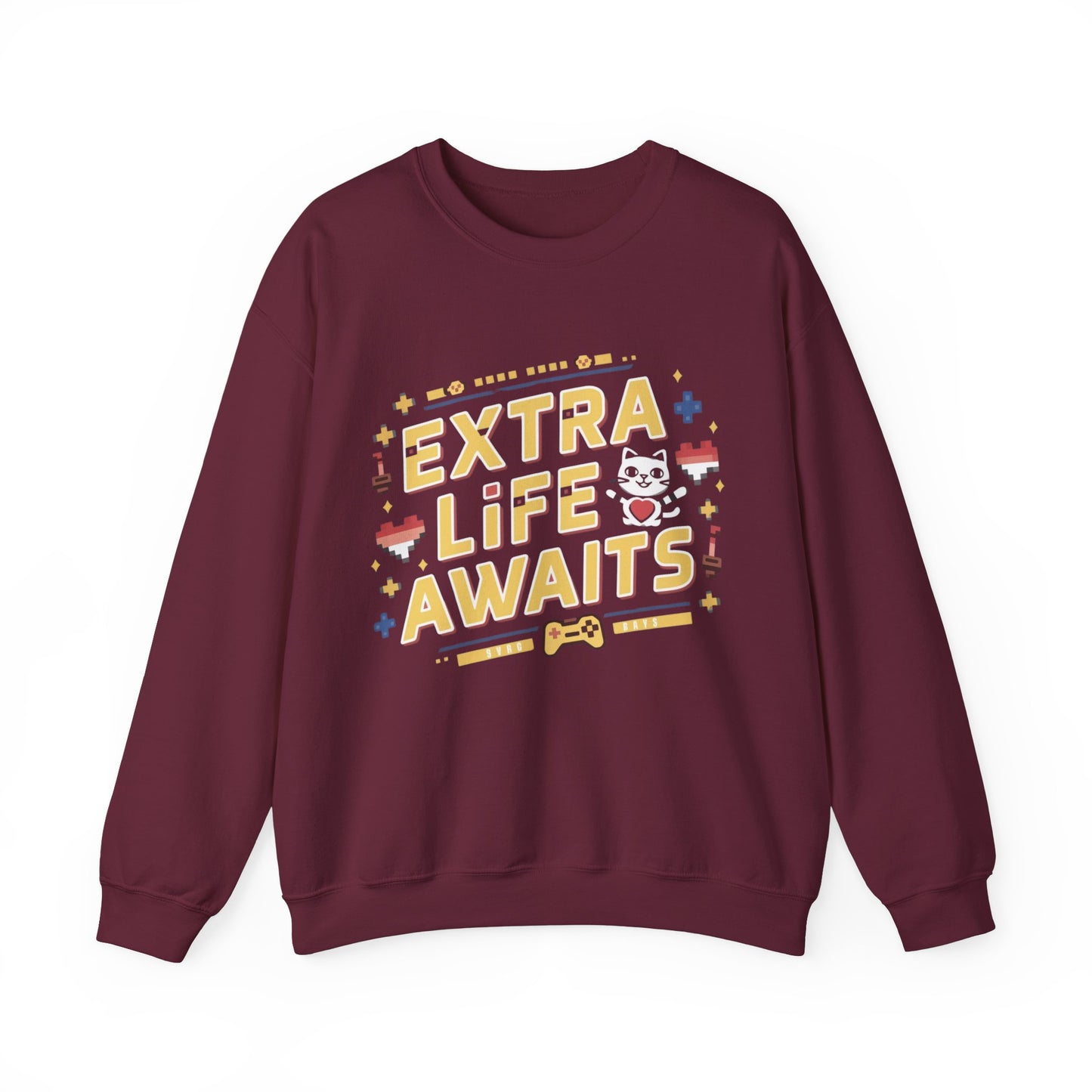 Extra Life Await Vintage Retro Video Game Ultra Cotton Crewneck Sweatshirt