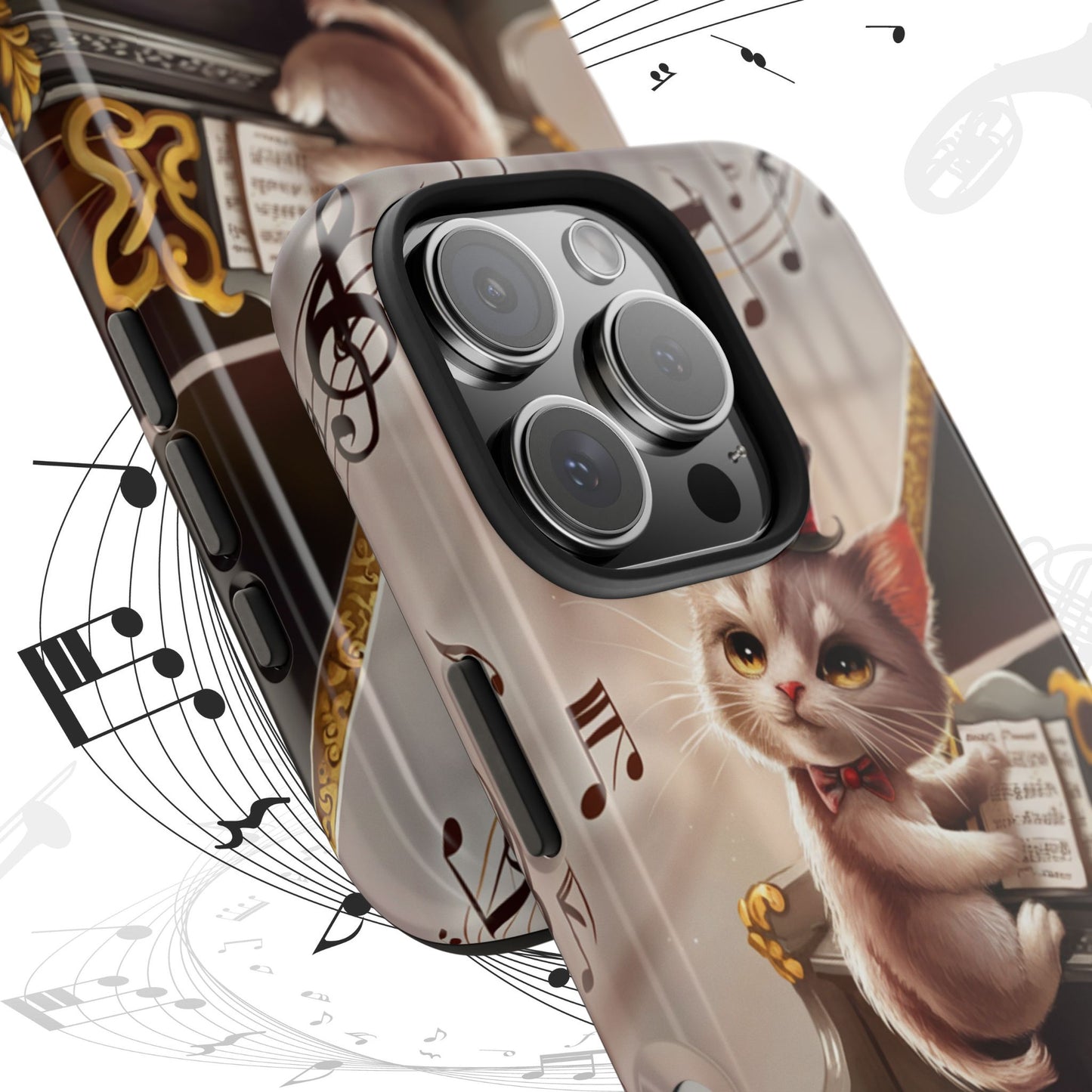 Meowsic Shield Wireless Charging Support Tough Case