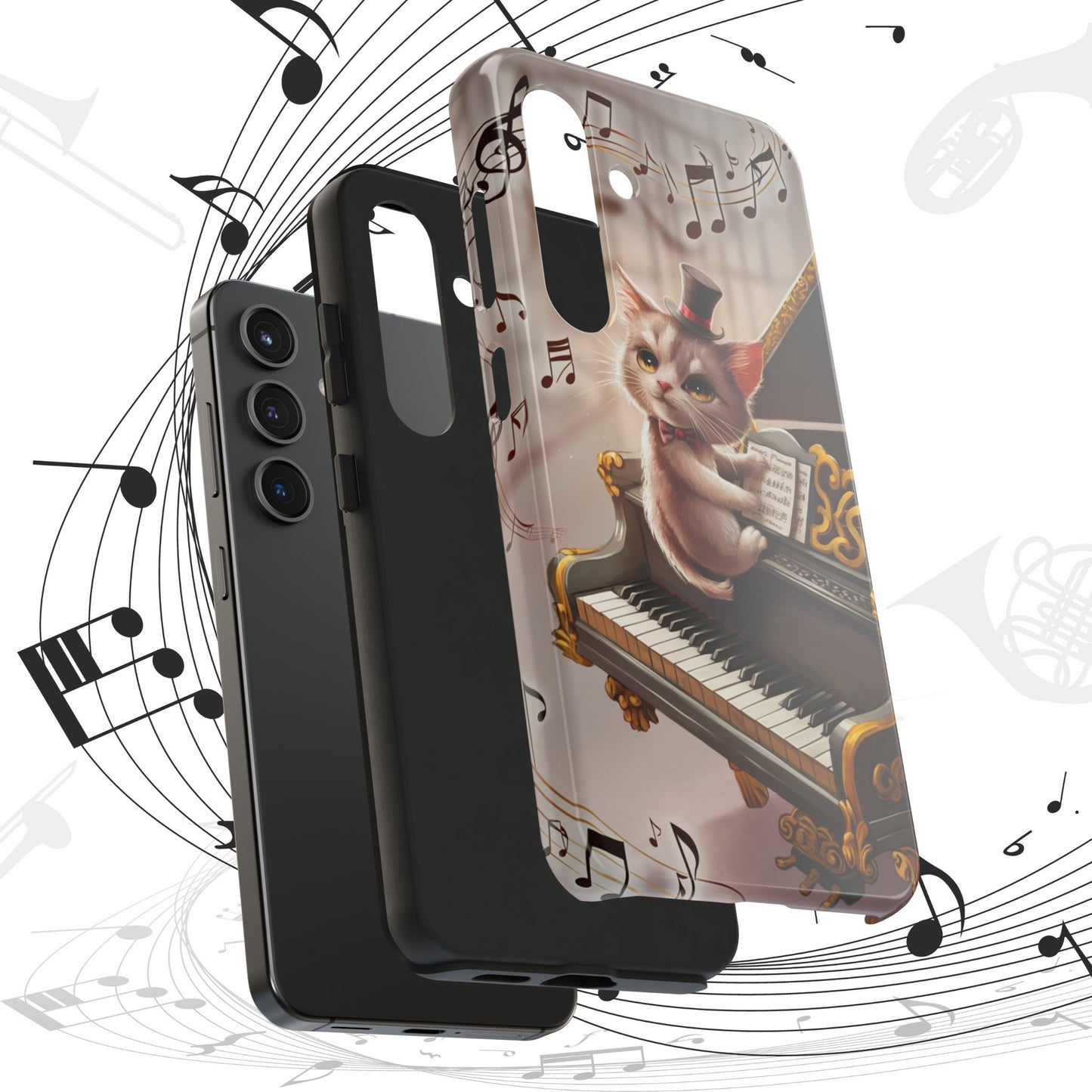 Meowsic Shield Wireless Charging Support Tough Case