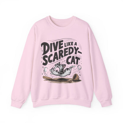 Dive Like Scaredy Cat Heavy Unisex Cotton Crewneck Sweatshirt