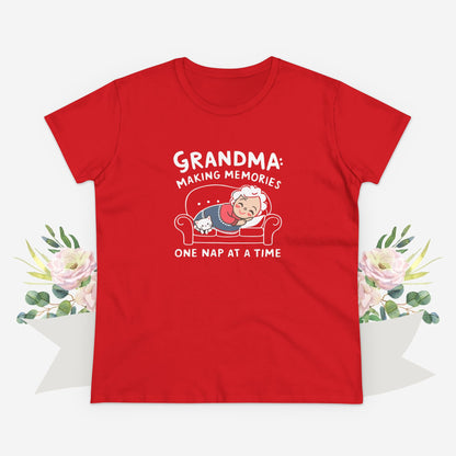Grandma Making Memory One Nap A Time Women Cotton Tshirt