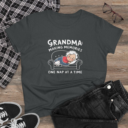 Grandma Making Memory One Nap A Time Women Cotton Tshirt