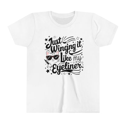 Just Winging it Like My Eyeliner Youth Heavy Cotton T-Shirt