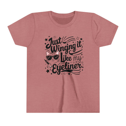 Just Winging it Like My Eyeliner Youth Heavy Cotton T-Shirt