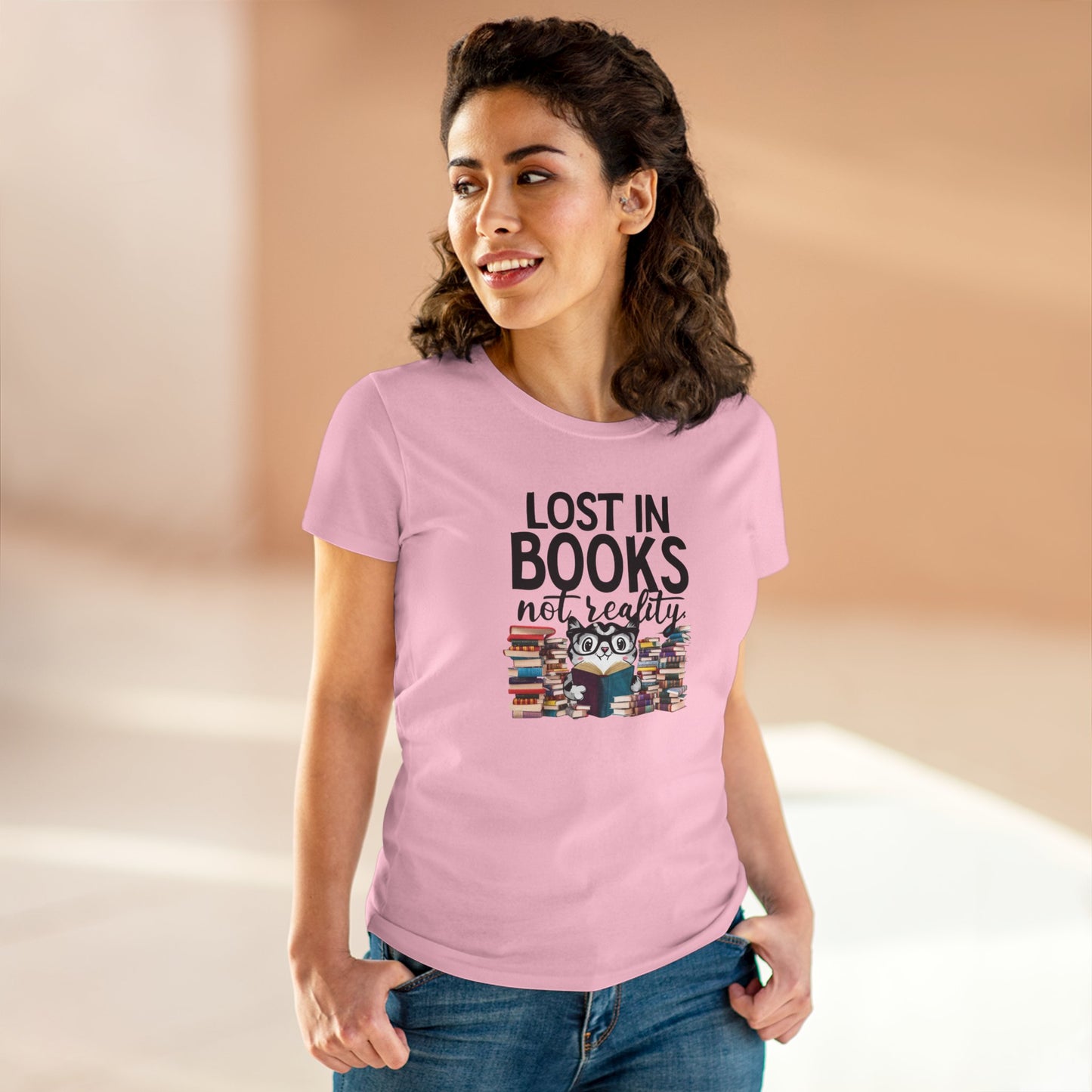 Lost In Book Not Reality Women Cotton Tshirt