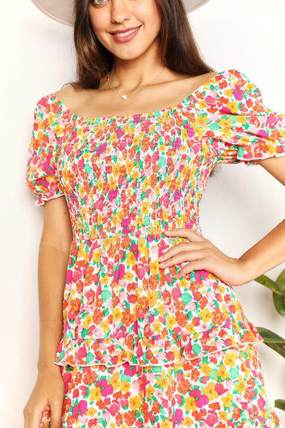 Sweetheart Neck Flounce Sleeve Mini Dress