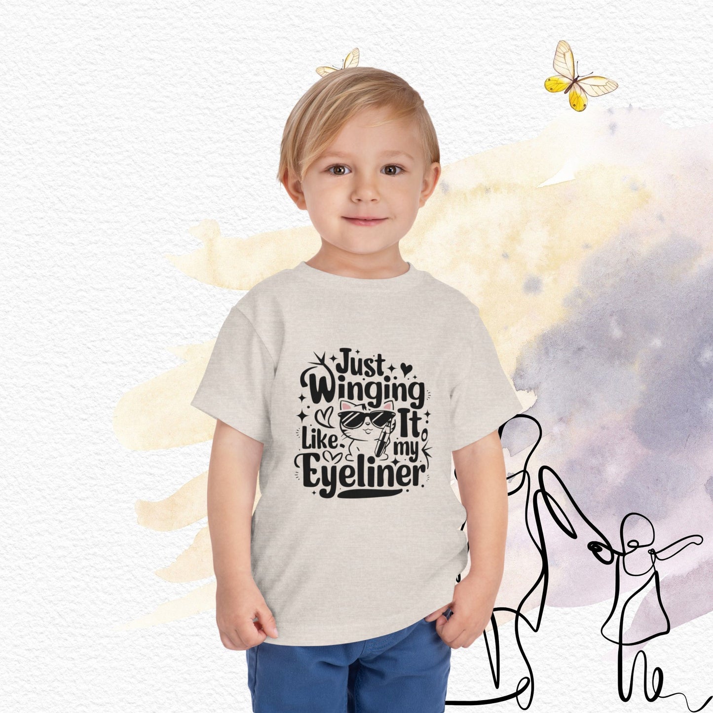 Just Winging it Like My Eyeliner Toddler Cotton T-Shirts