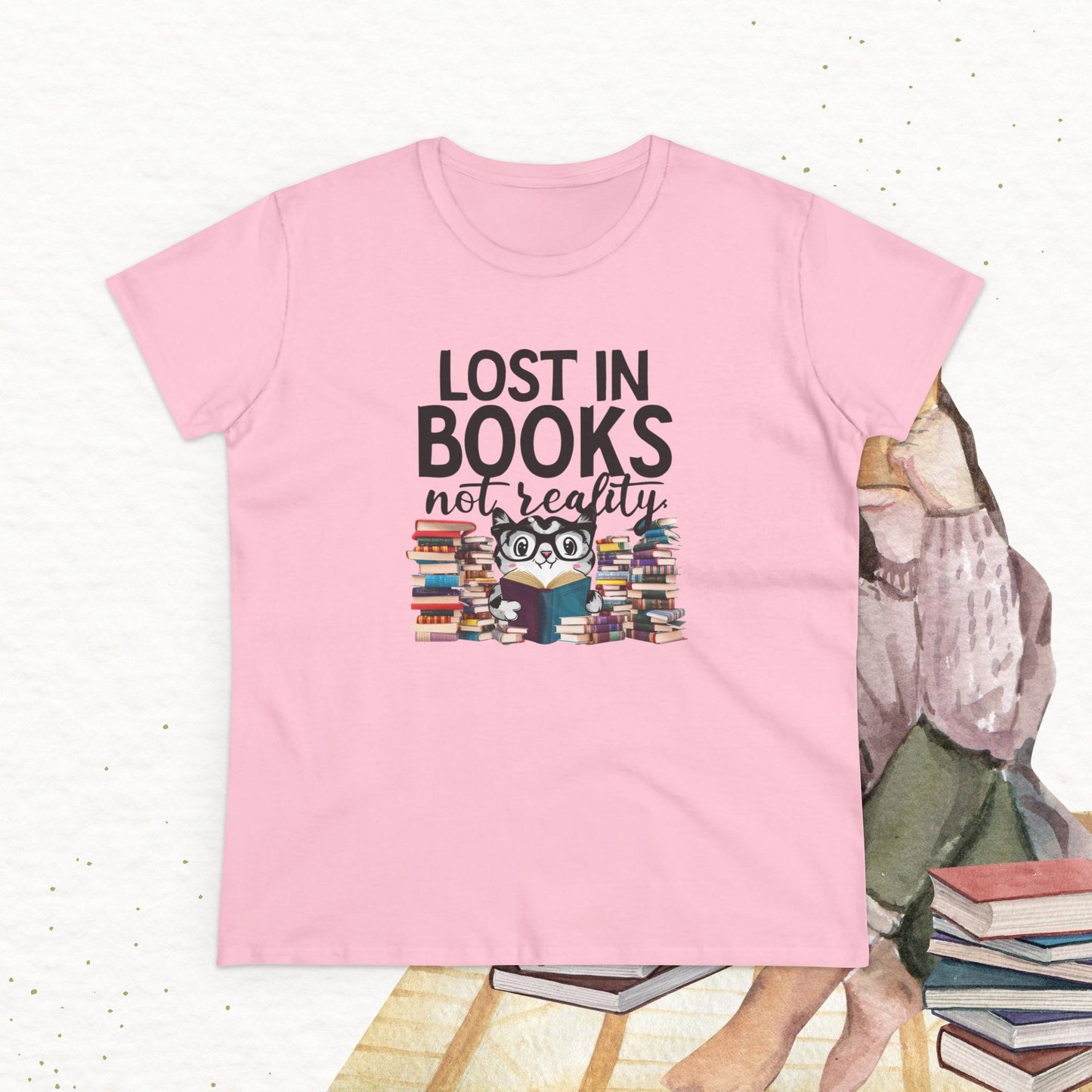 Lost In Book Not Reality Women Cotton Tshirt
