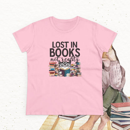 Lost In Book Not Reality Women Cotton Tshirt