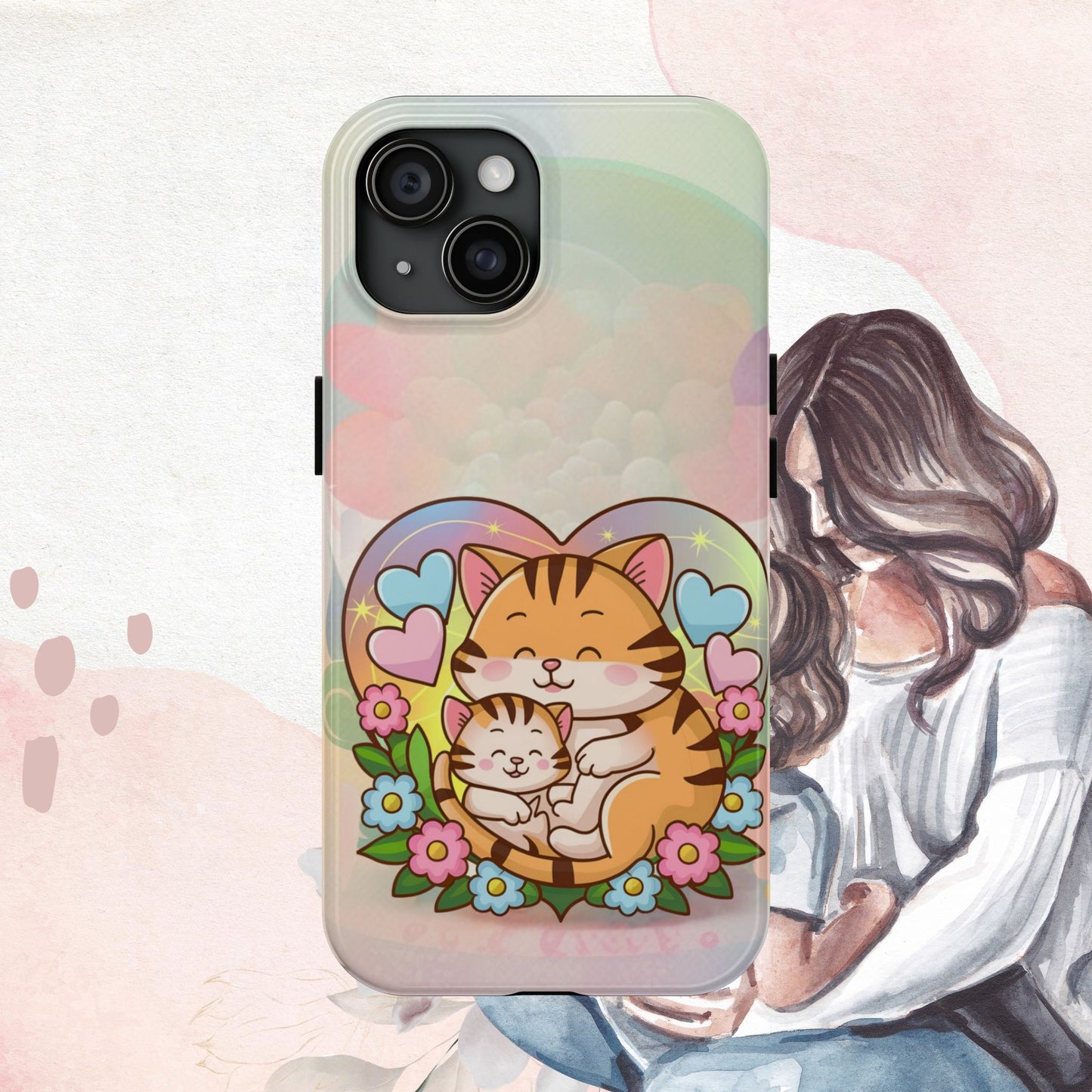 Kitten Cuddle Wireless Charging Support Tough Case