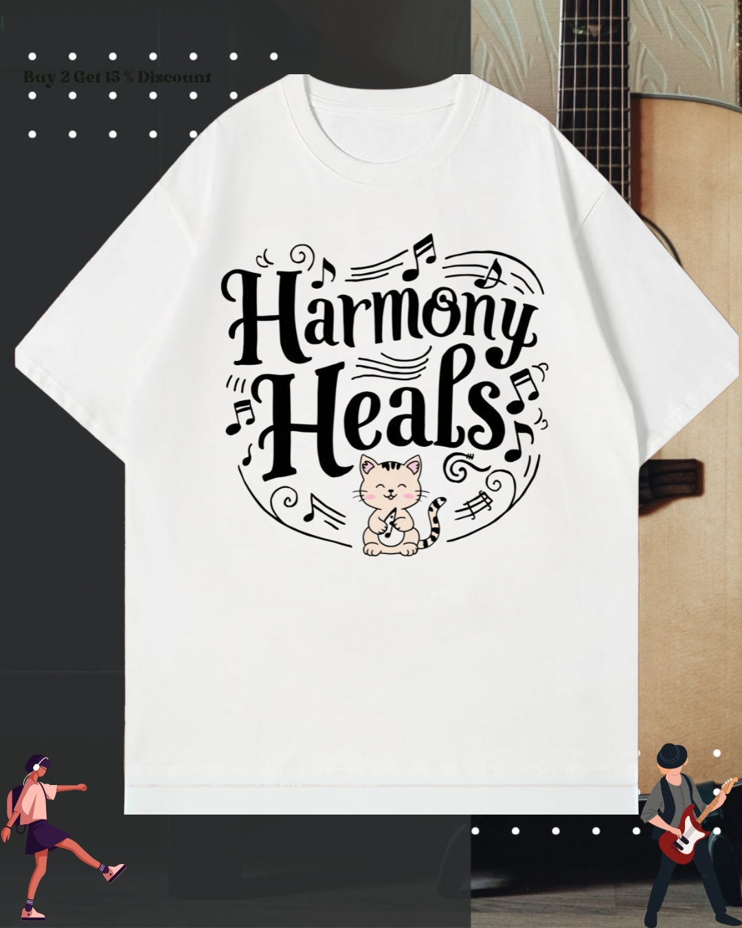 Harmony Heal Unisex Musiclover Oversized Boxy Tshirt