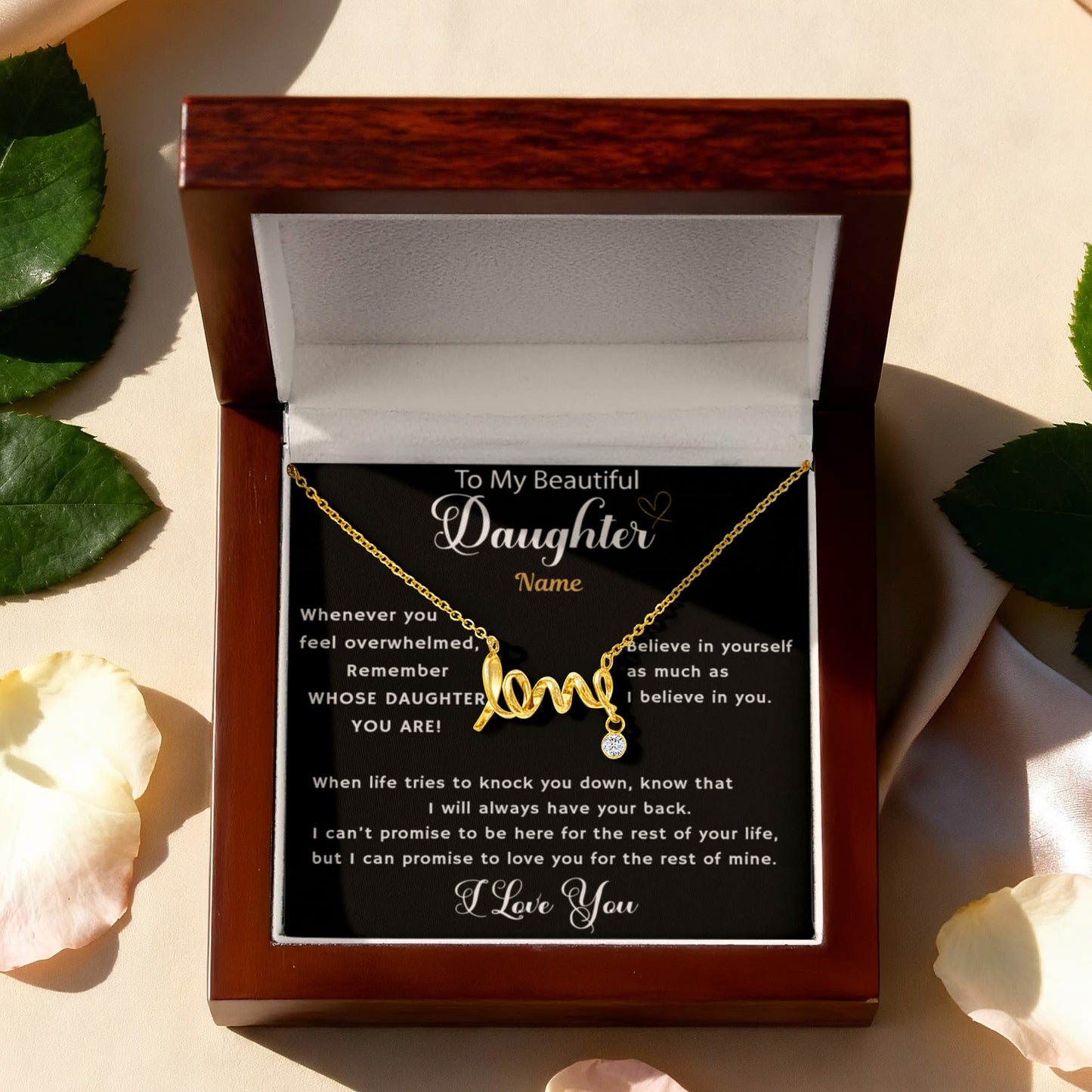 Scripted Love Necklace For Daughter with Artwork Swapper