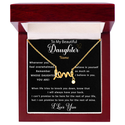 Scripted Love Necklace For Daughter with Artwork Swapper