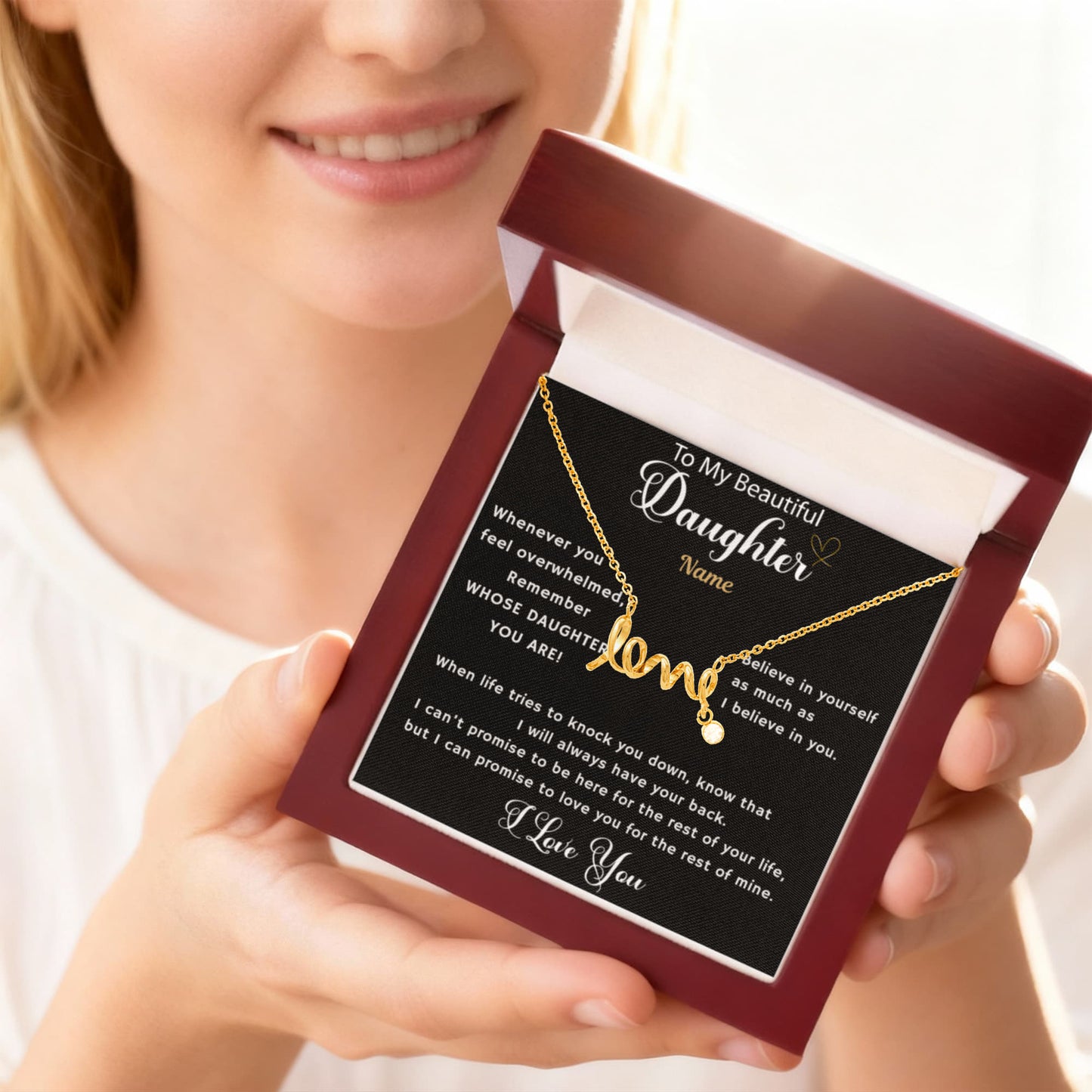 Scripted Love Necklace For Daughter with Artwork Swapper