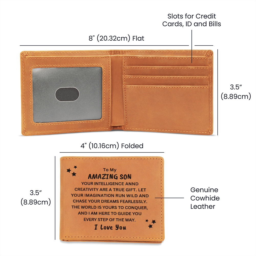 Best Gift For Son. Graphic Leather Wallet