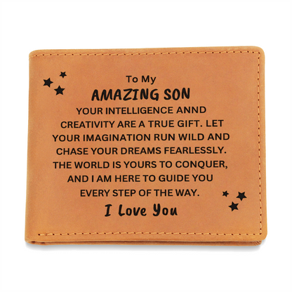 Best Gift For Son. Graphic Leather Wallet
