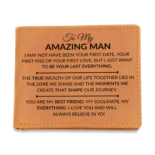 Best Gift For Husband. Graphic Leather Wallet