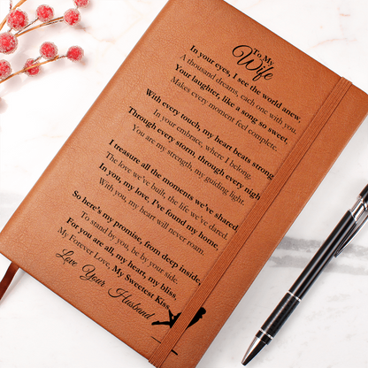 Best Gift For Wife. Vegan Leather Journal, Unique Gift