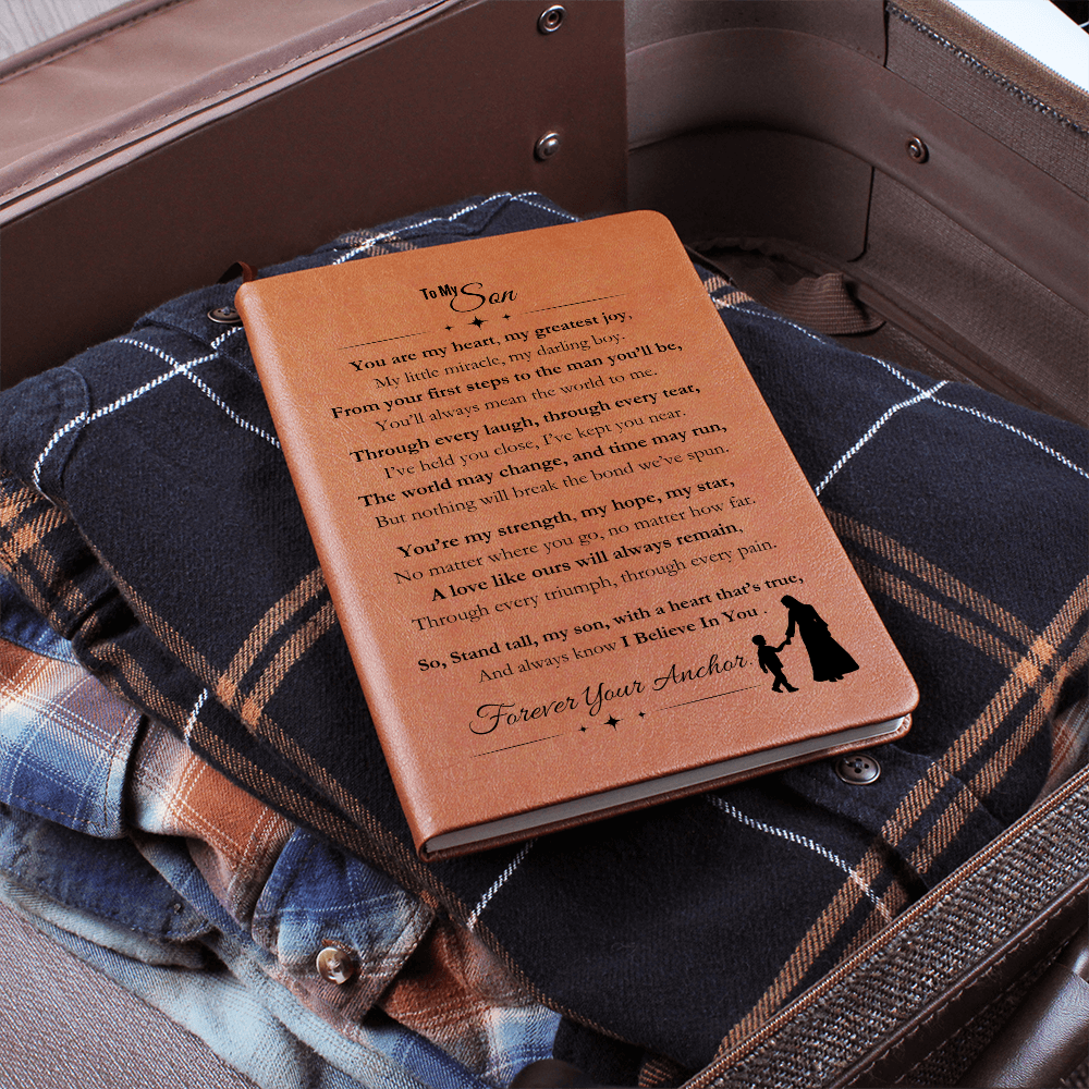 Best Gift From Mom To Son. Vegan Leather Journal, Unique Gift