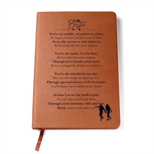 Best Gift For Bestie. Vegan Leather Journal, Unique Gift