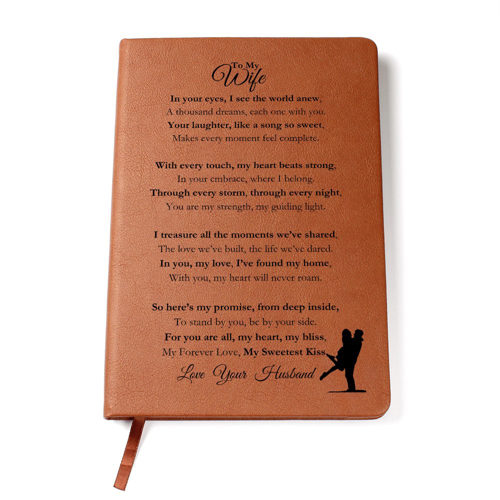 Best Gift For Wife. Vegan Leather Journal, Unique Gift