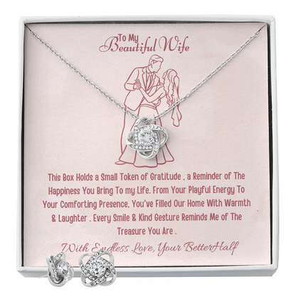 Best  Gift For Wife. Forever Love Necklace & Earring Set