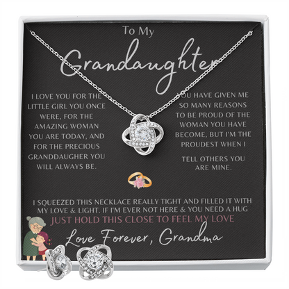 Best Gift For GrandDaughter. Love Knot Necklace & Earring Set