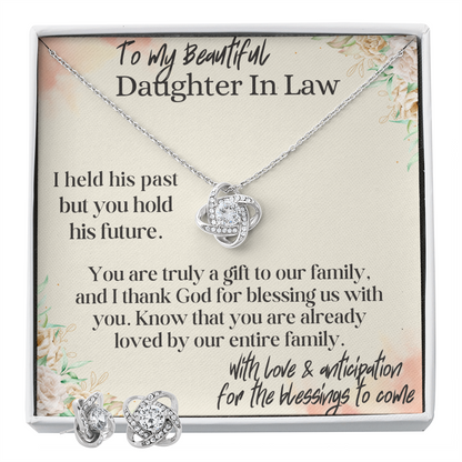 Best Gift For Daughter In Law. Love Knot Necklace & Earring Set