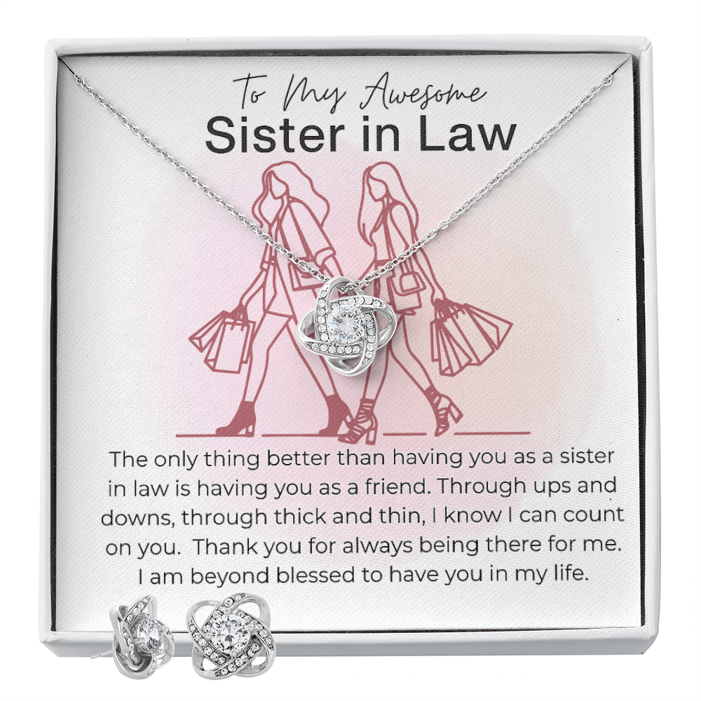 Best Gift For Sister In Law . Love Knot Necklace & Earring Set