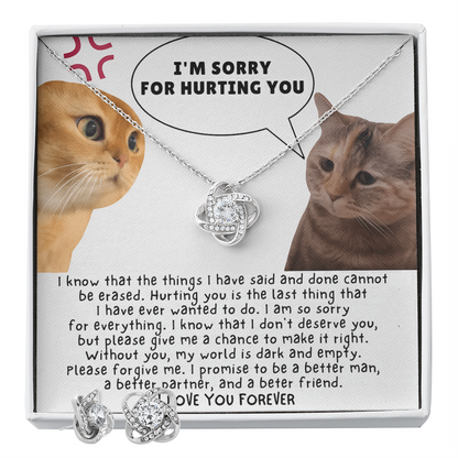 Best Gift For Wife. Love Knot Necklace & Earring Set