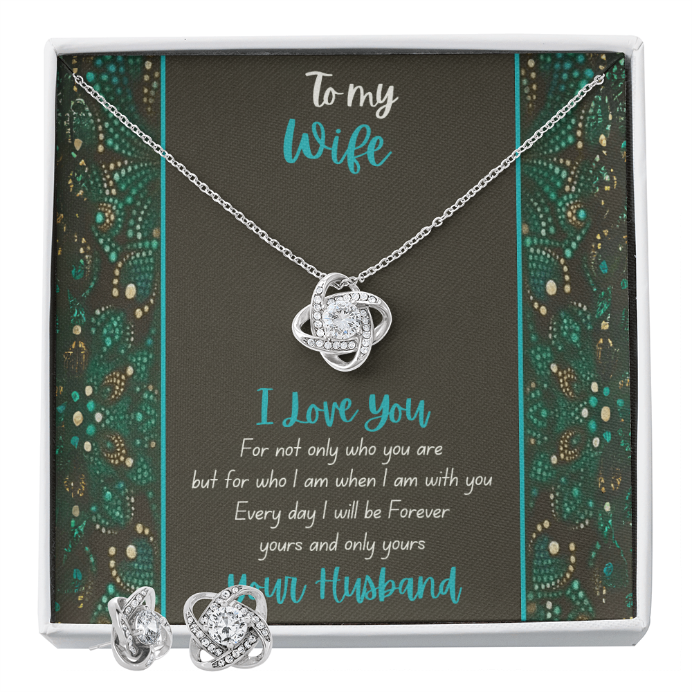 Best Gift For Wife. Love Knot Necklace & Earring Set