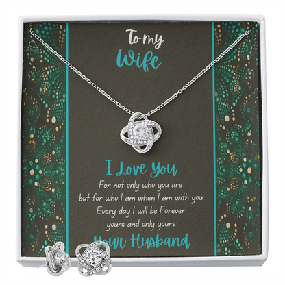 Best Gift For Wife. Love Knot Necklace & Earring Set