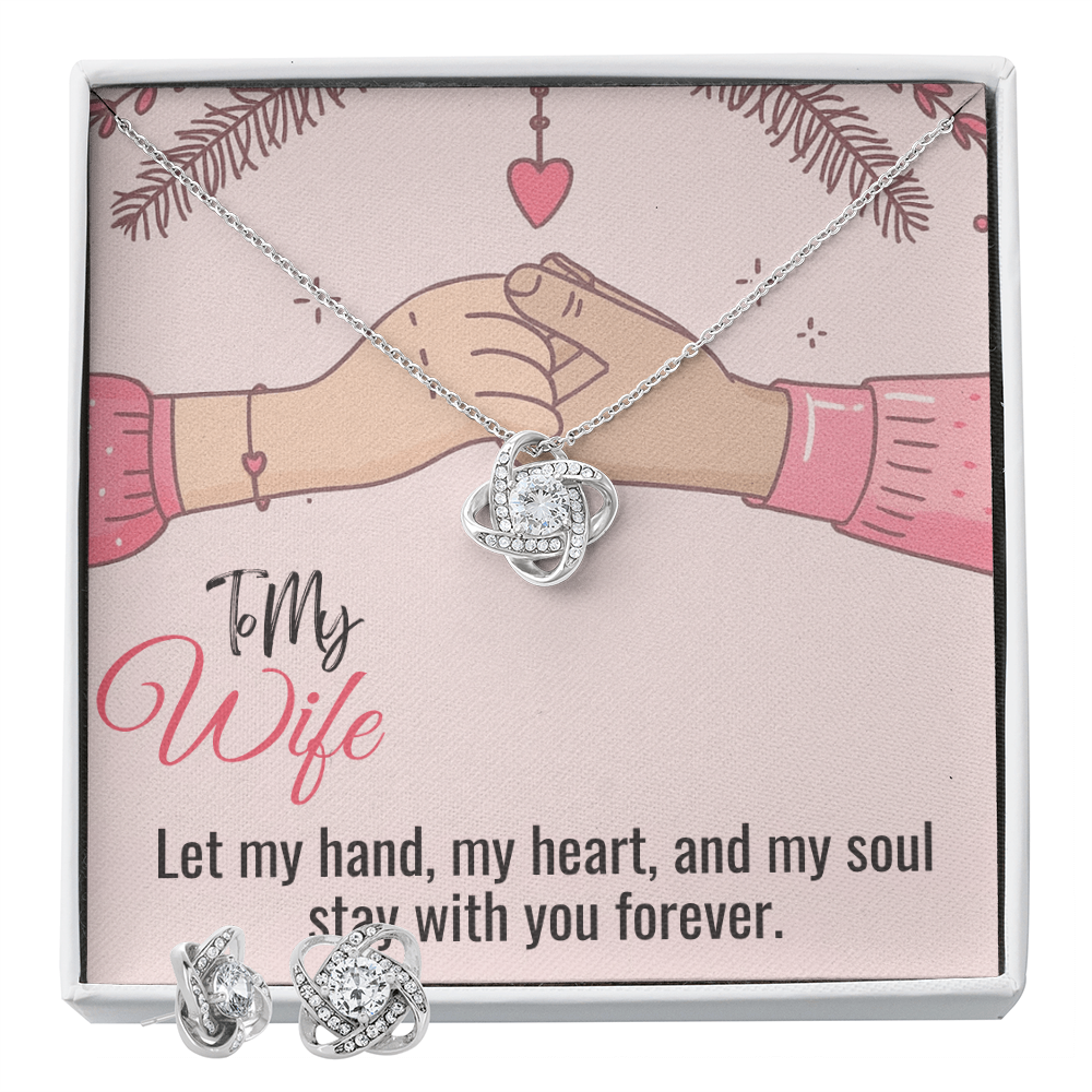 Best Gift For Wife. Love Knot Necklace & Earring Set
