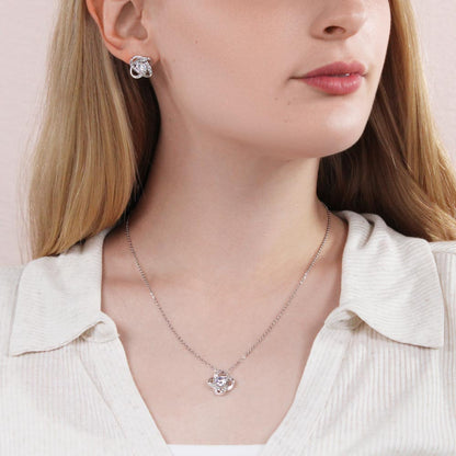 Best Gift For Wife. Love Knot Necklace & Earring Set
