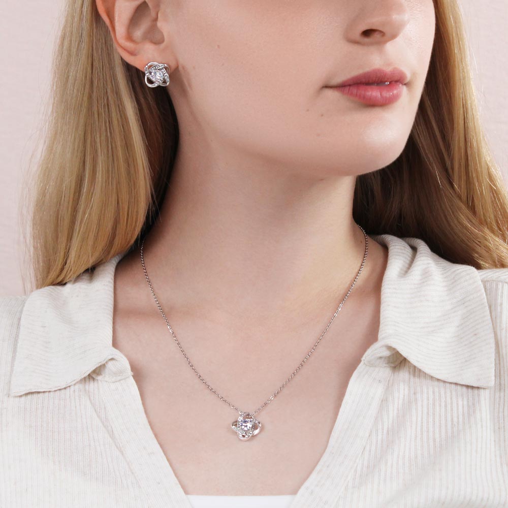 Best Gift For Wife. Love Knot Necklace & Earring Set