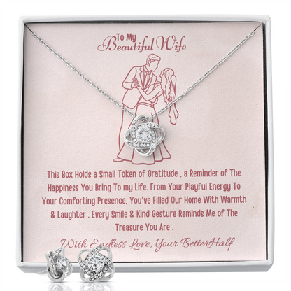 Best  Gift For Wife. Forever Love Necklace & Earring Set