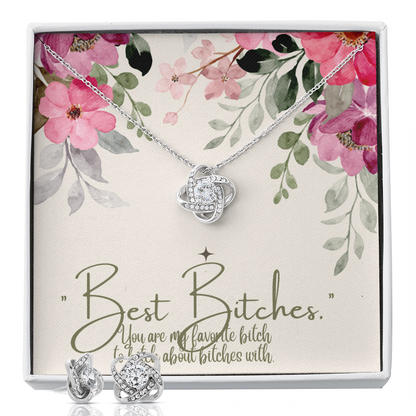 Best Gift For Friend . Love Knot Necklace & Earring Set