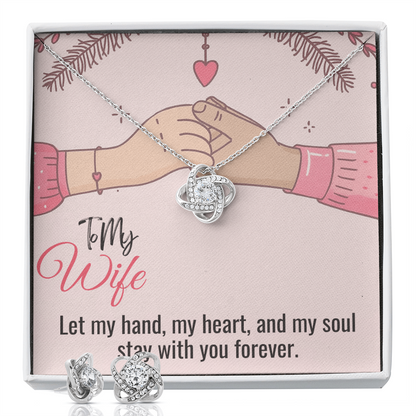 Best Gift For Wife. Love Knot Necklace & Earring Set