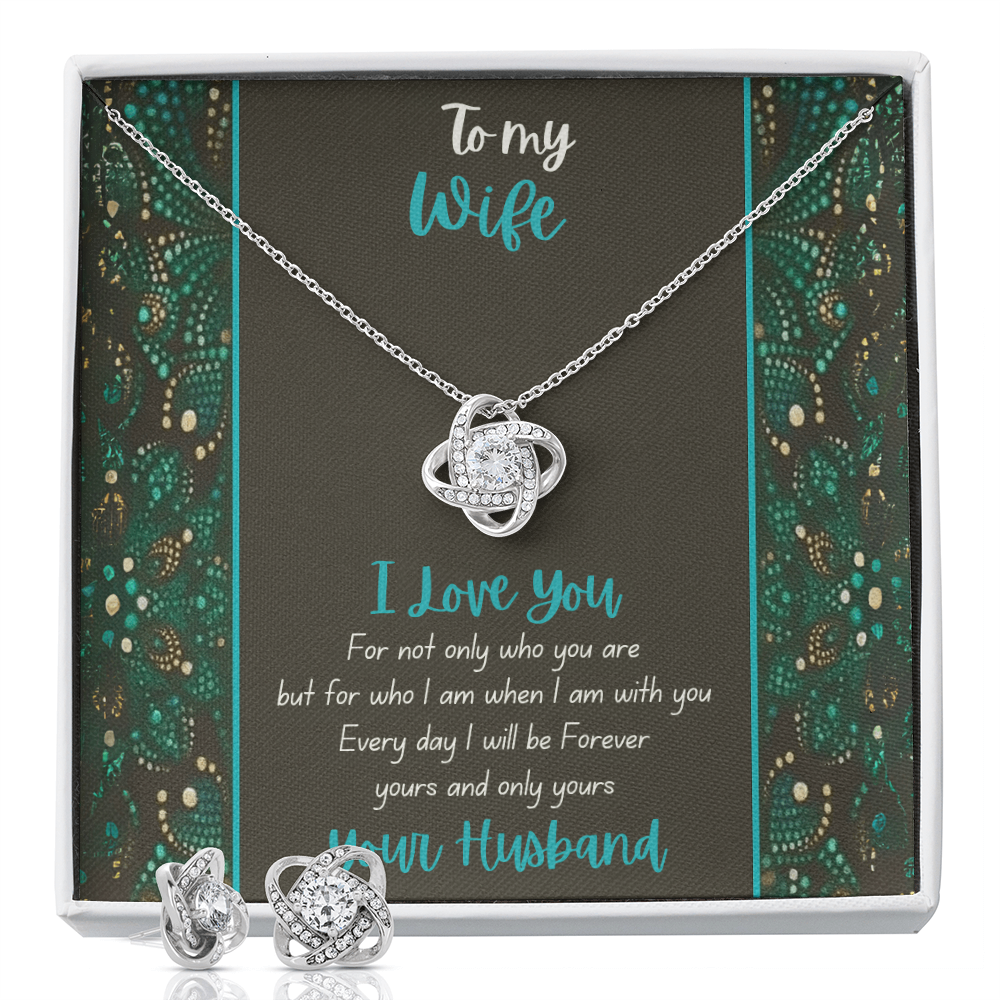 Best Gift For Wife. Love Knot Necklace & Earring Set
