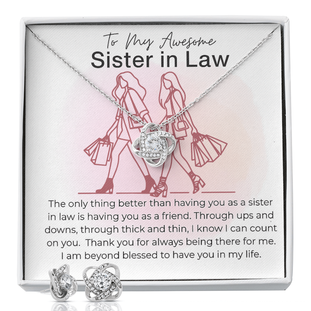 Best Gift For Sister In Law . Love Knot Necklace & Earring Set