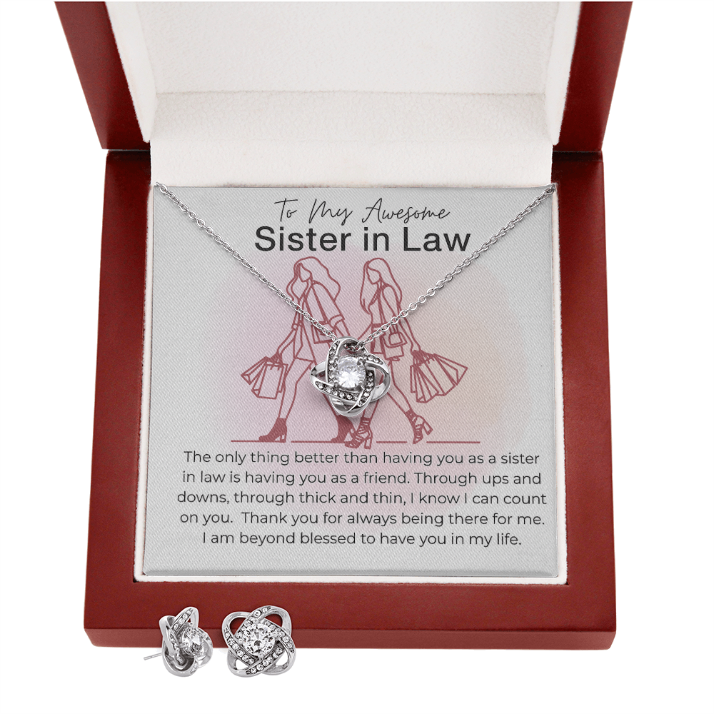 Best Gift For Sister In Law . Love Knot Necklace & Earring Set