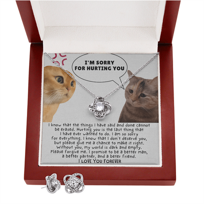Best Gift For Wife. Love Knot Necklace & Earring Set