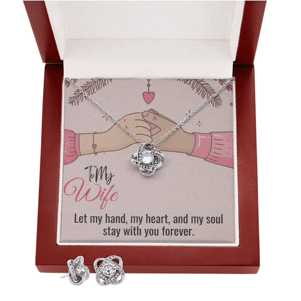 Best Gift For Wife. Love Knot Necklace & Earring Set
