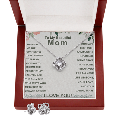 Best Gift For Mom. Love Knot Necklace & Earring Set