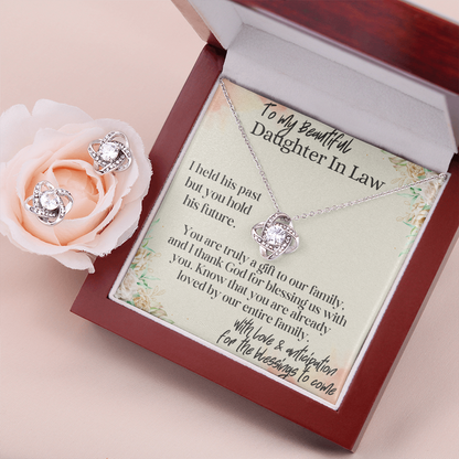Best Gift For Daughter In Law. Love Knot Necklace & Earring Set