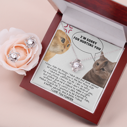 Best Gift For Wife. Love Knot Necklace & Earring Set