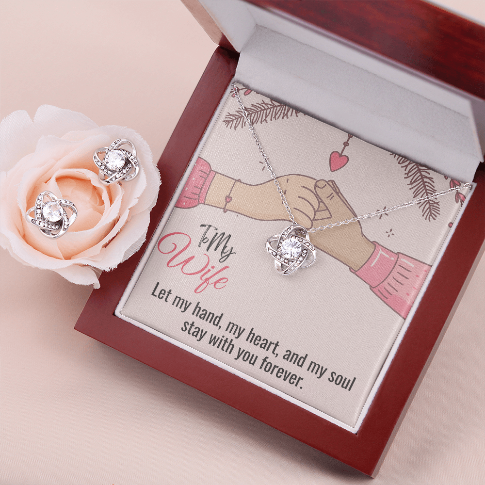 Best Gift For Wife. Love Knot Necklace & Earring Set