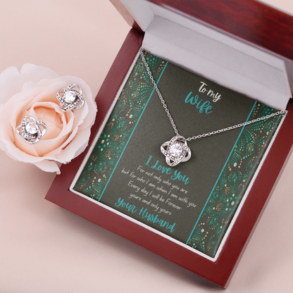 Best Gift For Wife. Love Knot Necklace & Earring Set