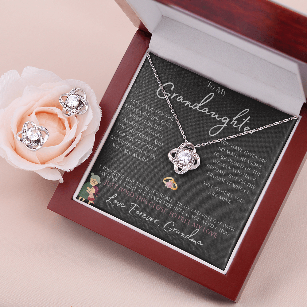 Best Gift For GrandDaughter. Love Knot Necklace & Earring Set