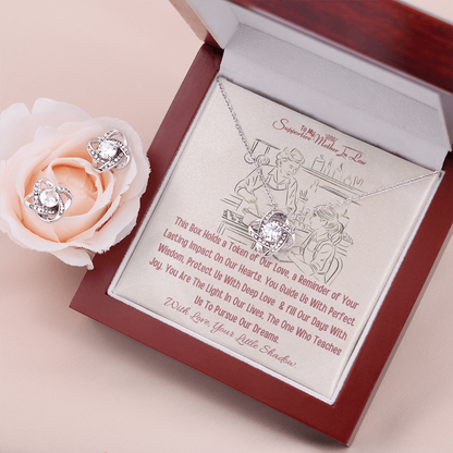 Best Gift From Daughter To Mother In Law. Love Knot Necklace & Earring Set